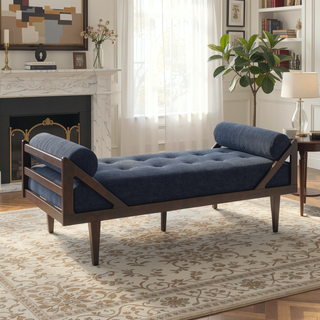 Sunvega Chic Two-Armed Chaise Lounge with Button Tufting and Bentwood Structure