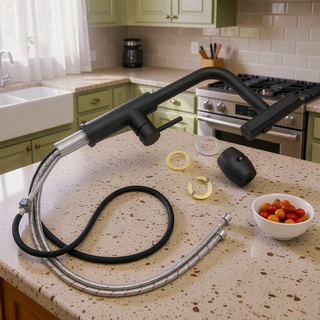 Sunvega Single Handle Kitchen Sink Faucet with Pull Out Sprayer and Deck Plate
