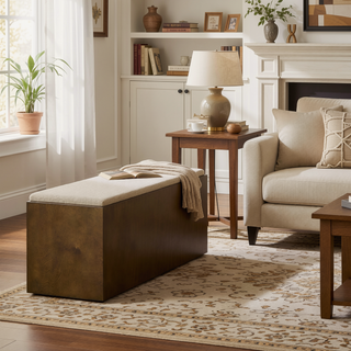 Sunvega Modern Accent Bench with Removable Cushion and Lower Storage Shelf