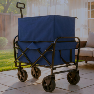 Sunvega Foldable Collapsible Wagon Cart with Extention Dual-Layer Design All-Terrain Wheels