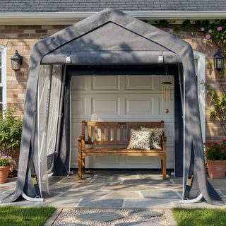 Sunvega Heavy Duty Galvanized Steel Carport Canopy with Anti-UV PE Cover and Double Zipper Doors