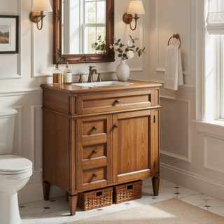 Sunvega Modern Minimalist 30'' Bathroom Vanity with Top Sink and Ample Storage