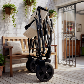 Sunvega Foldable Collapsible Wagon Cart with Extention Dual-Layer Design All-Terrain Wheels