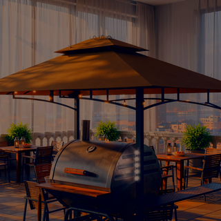 Sunvega Double Roof Grill Gazebo with Weather Resistant Canopy and Storage Shelves