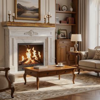 Sunvega Handcrafted Pine Wood Fireplace Mantel Shelf with Distinctive Wood Grain
