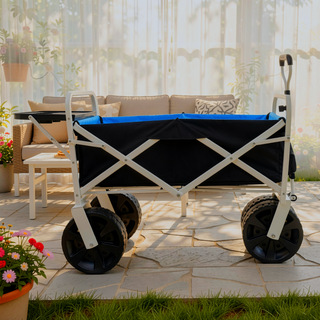 Sunvega Extra Long Folding Wagon Cart with Large Capacity and All-Terrain Wheels