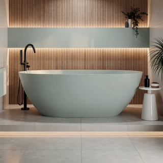 Sunvega Freestanding Soaking Bathtub with Overflow Drain Made of Stone Resin