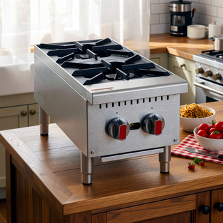 Sunvega Commercial 2-Burner 50,000 BTU Countertop Gas Stove Range with Cast Iron Grates