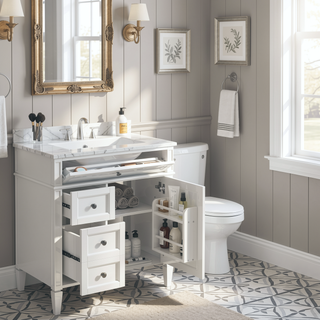 Sunvega Modern Minimalist 30'' Bathroom Vanity with Top Sink and Ample Storage