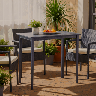 Sunvega Minimalist Acacia Wood Outdoor Bar Table with Dark Gray Finish