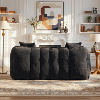 Sunvega Super Soft Chenille Bean Bag Chair with Armrests for Living Room