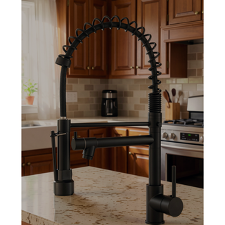Sunvega Matte Black Commercial Kitchen Faucet with Pull Down Sprayer