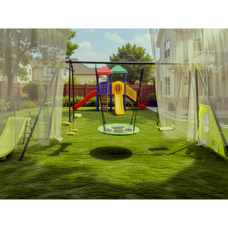 Sunvega Saucer Swingset with Mini Slide Net Swing for Outdoor Playground Age 3+