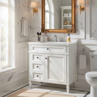 Sunvega Modern Minimalist 30'' Bathroom Vanity with Top Sink and Ample Storage