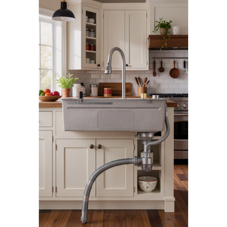 Sunvega 32x19 Inch Overmount Single Bowl Kitchen Sink in Brushed Nickel