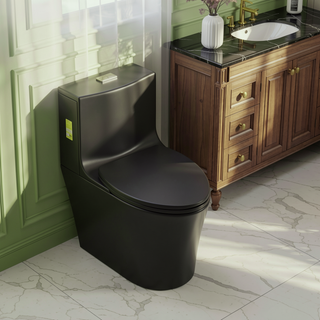 Sunvega Light Grey Elongated One-Piece Toilet with Dual Flush and Soft Closing Seat