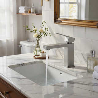 Sunvega Single Hole Bathroom Faucet with Ceramic Cartridge in Brushed Gold