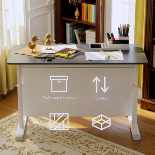 Sunvega Height Adjustable Hand Crank Sit Stand Home Office Desk for Study Room