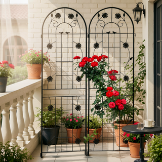 Sunvega Rustproof Metal Garden Trellis for Climbing Plants Outdoor Flower Support 4 Pack