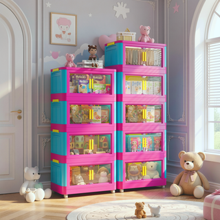 Sunvega 5-Tier Collapsible Storage Cabinet with Wheels and Magnetic Door