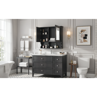Sunvega 30 Inch Wall Mounted Mirror Medicine Cabinet with Adjustable Shelf