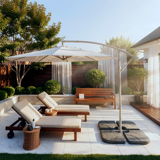Sunvega Banana Shaped 10ft Offset Patio Umbrella with Easy Tilt Adjustment and Crank