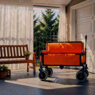 Sunvega 3-in-1 Heavy-Duty Folding Wagon Cart with Bench Seat and Storage