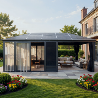 Sunvega All Season Solarium Gazebo with Galvanized Steel Roof and Detachable PE Screen