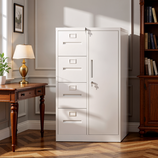 Sunvega 5 Drawer Metal Vertical File Cabinet with Lock on Wheels for Home Office