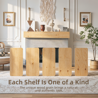Sunvega Handcrafted Pine Wood Fireplace Mantel Shelf with Distinctive Wood Grain