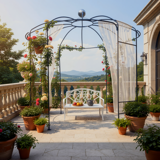 Sunvega Black Birdcage Shape Metal Garden Arch Arbor Gazebo for Wedding Ceremony