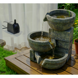 Sunvega 4-Tier Cascading Waterfall Fountain with LED Lights for Garden Patio