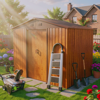 Sunvega 8ft x 6ft Outdoor Metal Storage Shed with Galvanized Steel Panels