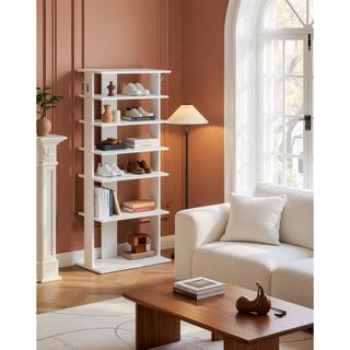Sunvega 7-Tier Vertical Shoe Storage Organizer with Hooks for Entryway