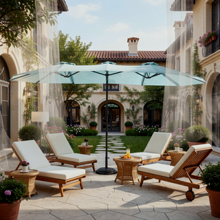 Sunvega 15-Foot Rectangular Outdoor Umbrella with Crank for Patio and Garden