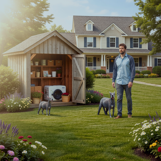 Sunvega Outdoor Steel Storage Shed with Lockable Doors and Clear Window for Garden