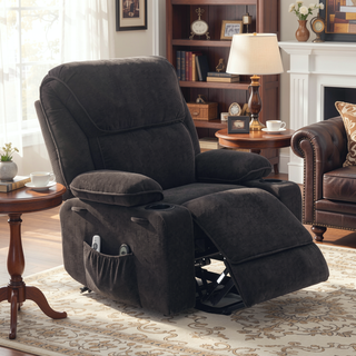 Sunvega Black PU Remote-Controlled Heating and Massage Assistive Recliner for Seniors