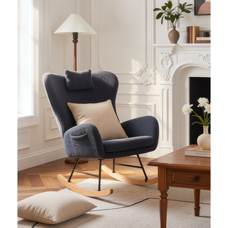 Sunvega Soft and Thick Upholstered Nursery Rocking Chair with High Backrest