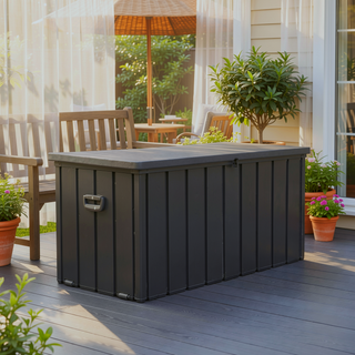 Sunvega 120 Gallon All-Weather Waterproof Lockable Outdoor Metal Storage Box with Wheels