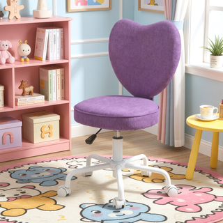 Sunvega Purple Heart Shaped Office Chair with Adjustable Height and Swivel Castors