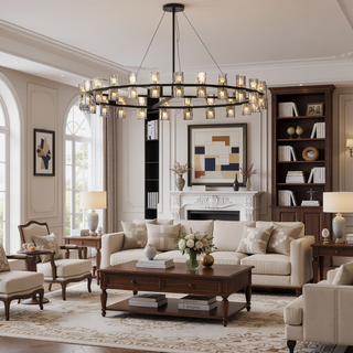 Sunvega Luxury Double Crystal Ring LED Chandelier Lighting for Modern Dining Room