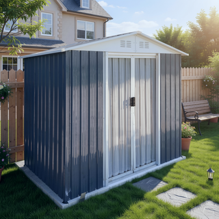Sunvega 5FT x 3FT Grey Outdoor Pent Roof Garden Tool Storage Shed House