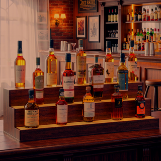 Sunvega 24 Inch Freestanding LED Lighted Liquor Bottle Display Shelf with App Remote Control