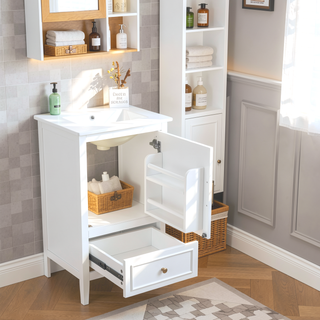 Sunvega 20 Inch Bathroom Vanity with Ceramic Sink and Adjustable Leveling Pads