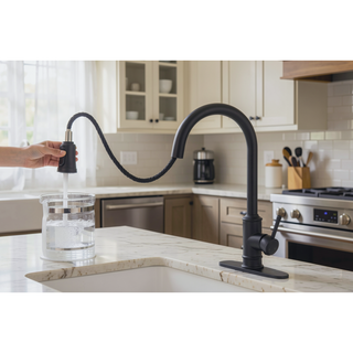 Sunvega Single Handle High Arc Pull Down Sprayer Kitchen Faucet with Sleek Design