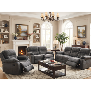 Sunvega Contemporary Slate Blue Breathable Leatherette Motion Recliner Chair with Extra Padding