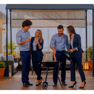 Sunvega Double Roof Grill Gazebo with Weather Resistant Canopy and Storage Shelves