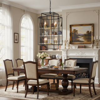 Sunvega 18 Inch Modern 8-Light Black Gold Geometric Pendant Chandelier with Adjustable Hanging