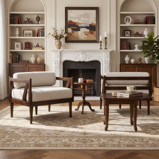 Sunvega Chic Two-Armed Chaise Lounge with Button Tufting and Bentwood Structure