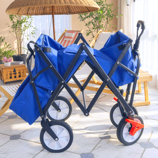 Sunvega Heavy Duty Folding Outdoor Cart with Front Wheel Brakes and Cup Holders